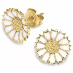 11 - 12 MM marguerit ørestikker i forgyldt sølv - Marie