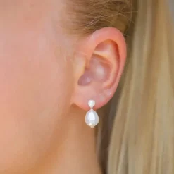 8 - 9 mm perle øreringe i sølv