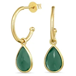 12 mm aqua krystal creoler i forgyldt sølv