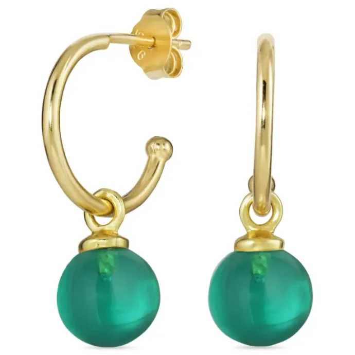 12 mm aqua krystal halvcreoler i forgyldt sølv