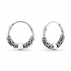 12 mm Bali creoler i oxideret sterlingsølv