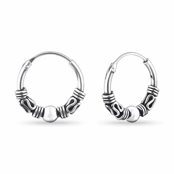 12 mm Bali creoler i oxideret sterlingsølv