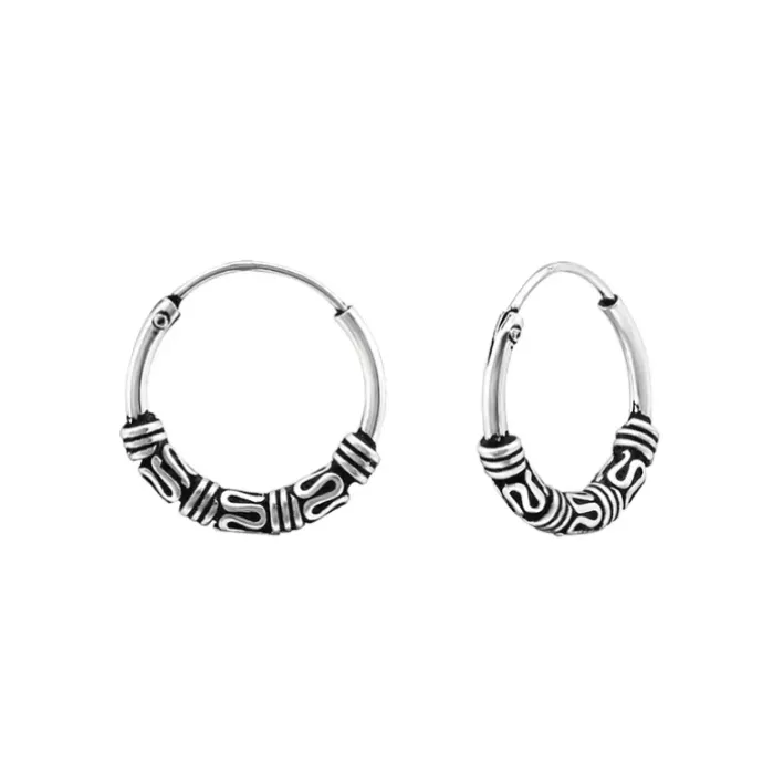 14 mm Bali creoler i oxideret sterlingsølv