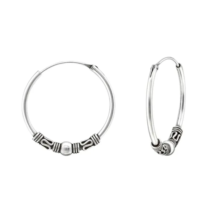 20 mm Bali creoler i oxideret sterlingsølv