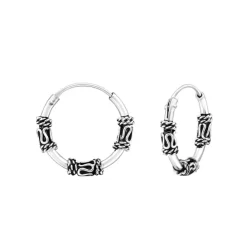 14 mm Bali creoler i oxideret sterlingsølv