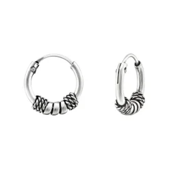 12 mm Bali creoler i oxideret sterlingsølv