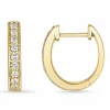 14 mm brillant creoler i 14 karat guld med diamant
