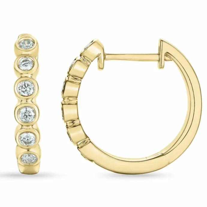 16 mm brillant creoler i 14 karat guld med diamant