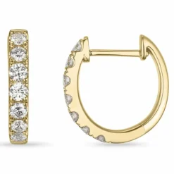 14 mm creoler i 14 karat guld med diamant