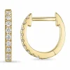 12 mm creoler i 14 karat guld med diamant