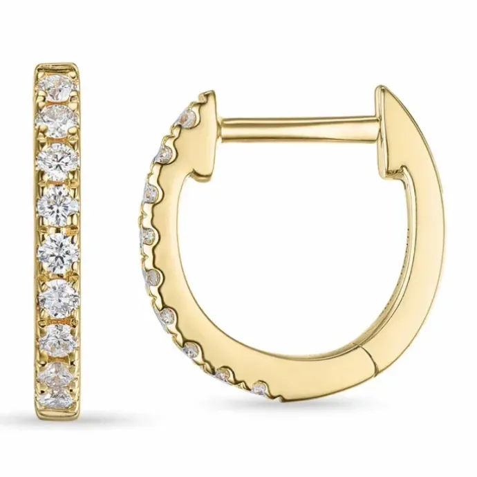 12 mm creoler i 14 karat guld med diamant