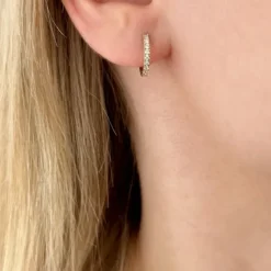 12 mm creoler i 14 karat guld med diamant