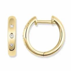 14 mm creoler i 9 karat guld med zirkoner