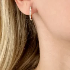 10 mm creoler i 14 karat guld med diamant