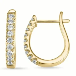 17 mm creoler i 14 karat guld med diamant