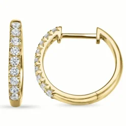 18 mm creoler i 14 karat guld med diamant