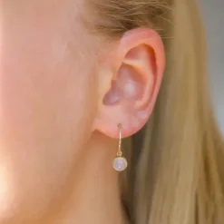 12,5 mm creoler i 9 karat guld med syntetisk kvarts