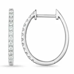 14 mm creoler i 14 karat hvidguld med diamant