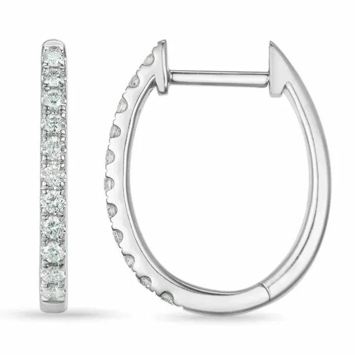 12 mm creoler i 14 karat hvidguld med diamant