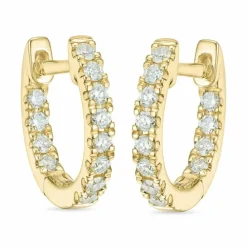 12 mm diamant creoler i 14 karat guld med diamant