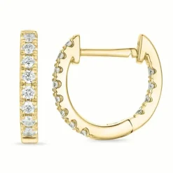 12 mm diamant creoler i 14 karat guld med diamant