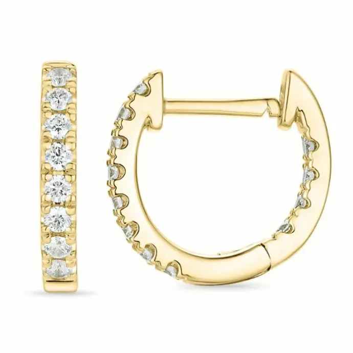 12 mm diamant creoler i 14 karat guld med diamant