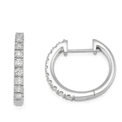 15 mm diamant creoler i 14 karat hvidguld med diamant
