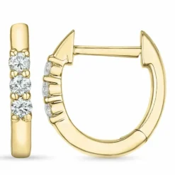 12 mm diamant creoler i 14 karat guld med diamant