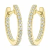 15 mm diamant creoler i 14 karat guld med diamant