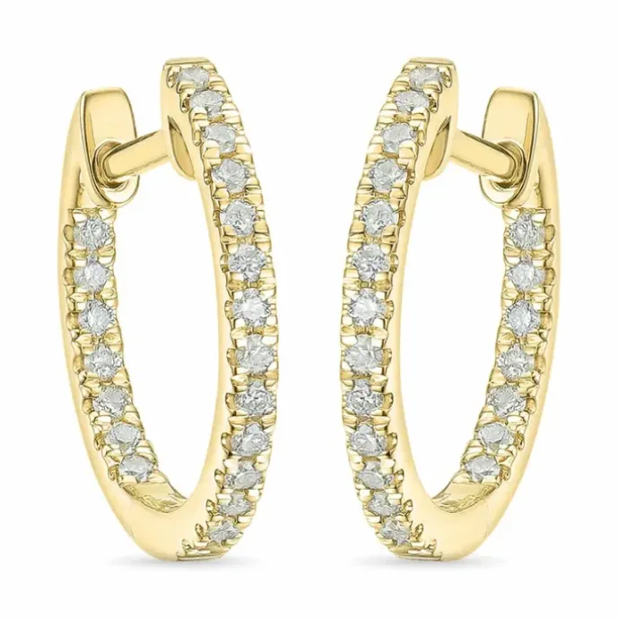 15 mm diamant creoler i 14 karat guld med diamant