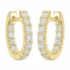 14 mm diamant creoler i 14 karat guld med diamant