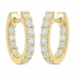 14 mm diamant creoler i 14 karat guld med diamant