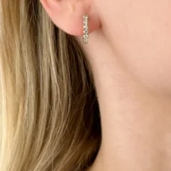 14 mm diamant creoler i 14 karat guld med diamant