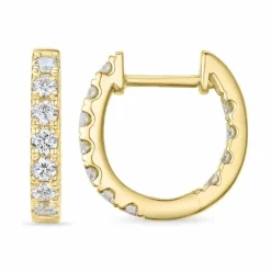 14 mm diamant creoler i 14 karat guld med diamant