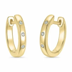13 mm diamant creoler i 14 karat guld med diamant