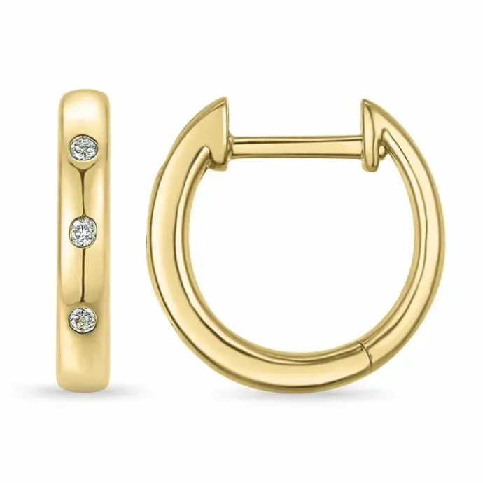 13 mm diamant creoler i 14 karat guld med diamant