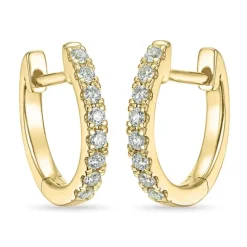 12,5 mm diamant creoler i 14 karat guld med diamant