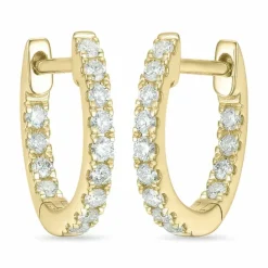12 mm diamant creoler i 14 karat guld med diamant