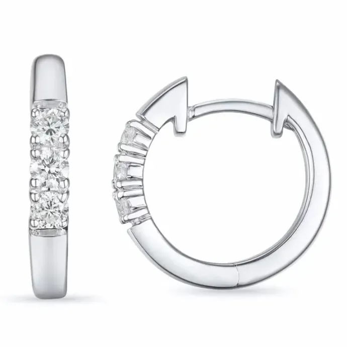 15 mm diamant creoler i 14 karat hvidguld med diamant