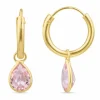 14 mm dråbe pink zirkon creoler i forgyldt sølv
