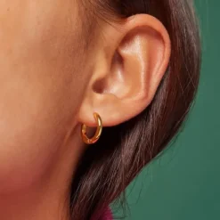 10 mm Enamel Chunky classic creoler i forgyldt sølv