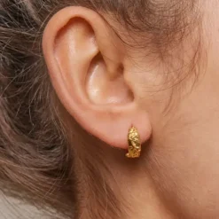13,5 mm Enamel Nela creoler i forgyldt sølv