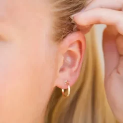 14 mm halvcreoler i 8 karat guld