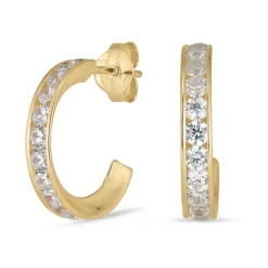 13,5 mm halvcreoler i 8 karat guld med zirkon