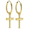 12 mm kors creoler i 9 karat guld