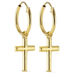 12 mm kors creoler i 9 karat guld