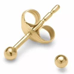 2 mm kugle ørestikker i 9 karat guld