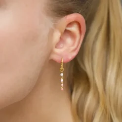13,5 mm lange pink creoler i forgyldt sølv