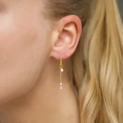 13,5 mm lange pink creoler i forgyldt sølv