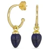 18 mm lapis lazuli halvcreoler i forgyldt sølv